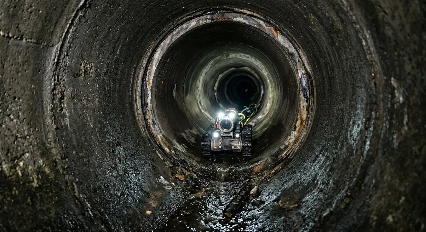 Robotic sewer camera inspecting pipe interior for Sewer Line Repair in Thousand Palms